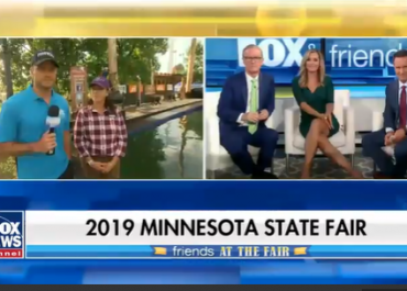 Pete Hegseth tries logrolling at the Minnesota State Fair